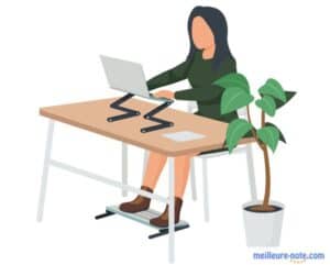 Illustration d'une femme dans un bureau avec repose-pied