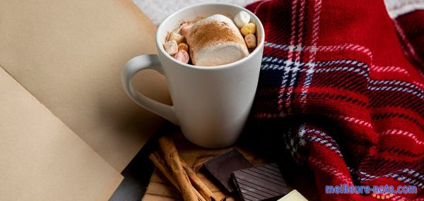 Un chocolat chaud et des bâtons de cannel