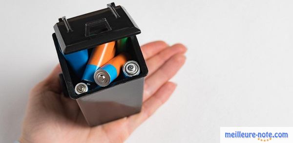 Une main qui tient une des piles rechargeables