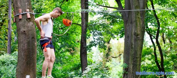 un homme se prépare avec un baudrier