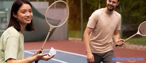 Un jeune couple qui joue au badminton