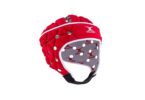 un casque de rugby rouge